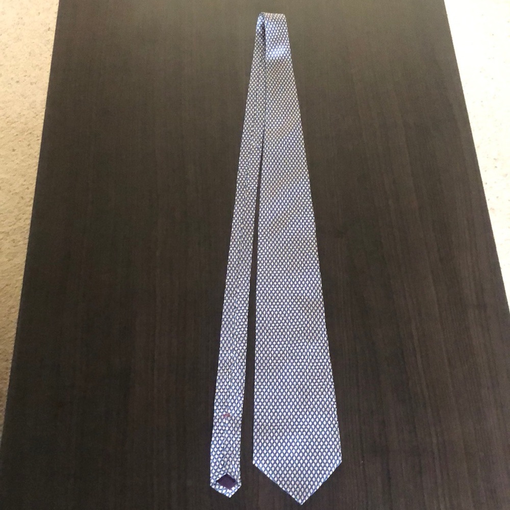Barry Wells blue/gray Silk Tie Made in USA EUC!!!!